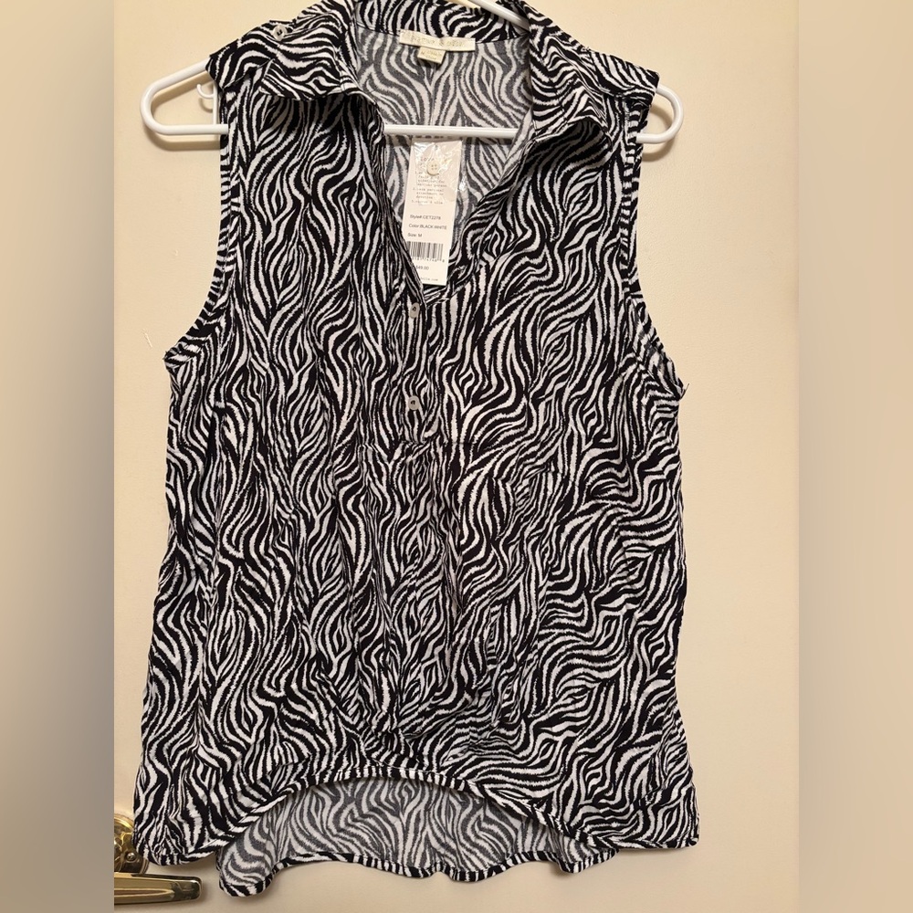 Cooper & Ella Black and White Zebra Print Blouse